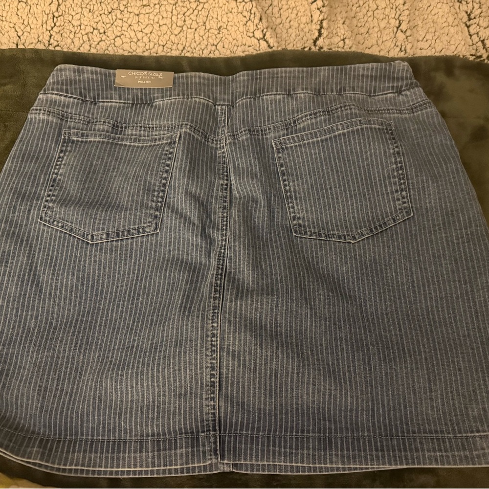 Chico's Blue Striped Mini Skirt